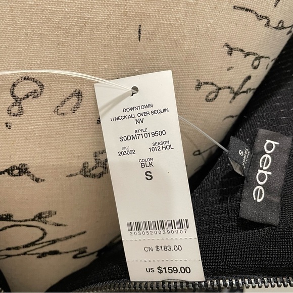 🆕 Bebe Downtown U Neck All Over Black Sequin Dress, Size S - Picture 6 of 6